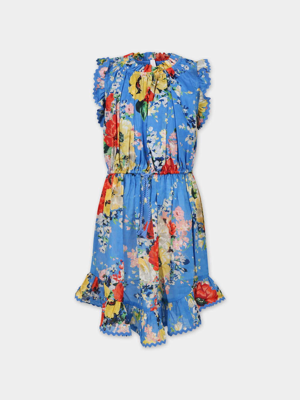 Robe bleu ciel pour fille avec imprimé floral